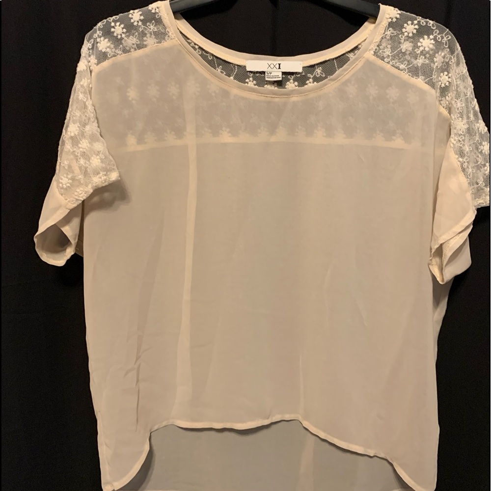 XX1, small, petite, lace detail, sheer top